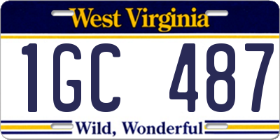 WV license plate 1GC487