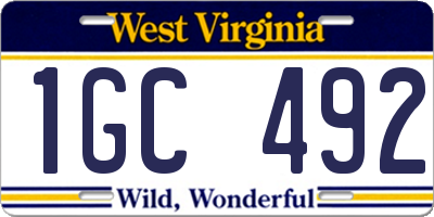 WV license plate 1GC492