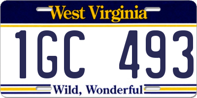 WV license plate 1GC493