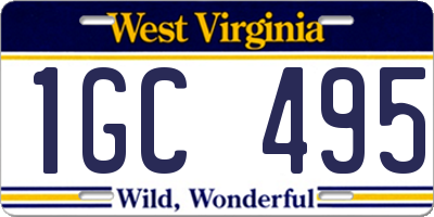 WV license plate 1GC495