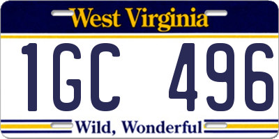 WV license plate 1GC496