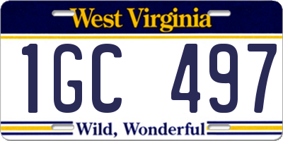 WV license plate 1GC497