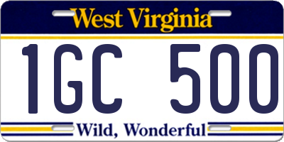 WV license plate 1GC500