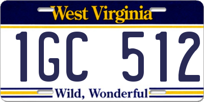 WV license plate 1GC512