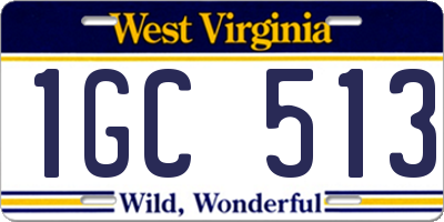 WV license plate 1GC513