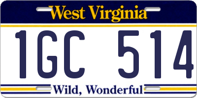 WV license plate 1GC514