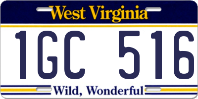 WV license plate 1GC516