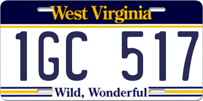 WV license plate 1GC517