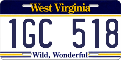 WV license plate 1GC518