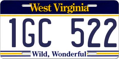 WV license plate 1GC522