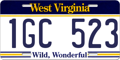 WV license plate 1GC523