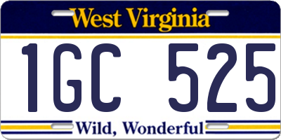 WV license plate 1GC525