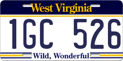 WV license plate 1GC526
