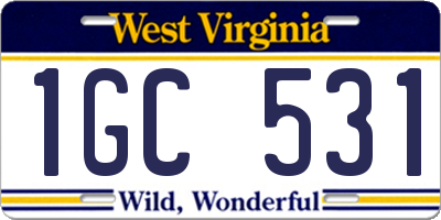 WV license plate 1GC531
