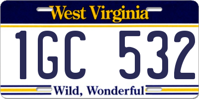 WV license plate 1GC532
