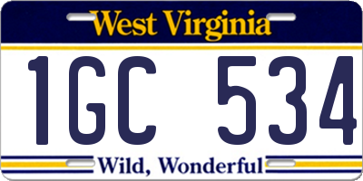 WV license plate 1GC534