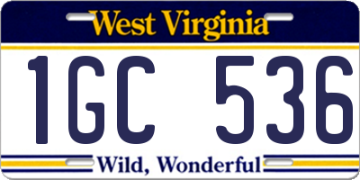 WV license plate 1GC536