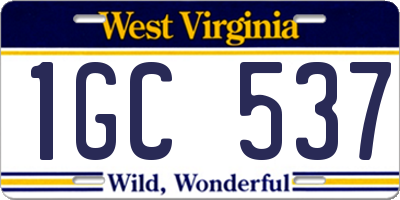 WV license plate 1GC537