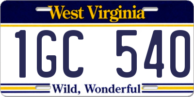 WV license plate 1GC540