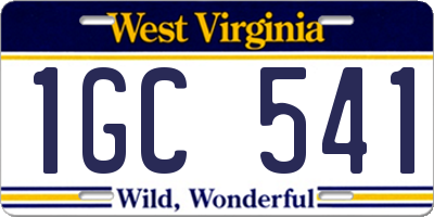 WV license plate 1GC541