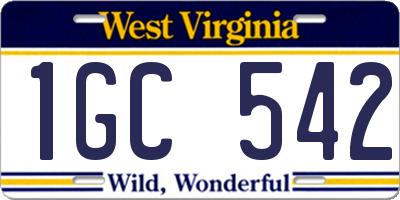 WV license plate 1GC542
