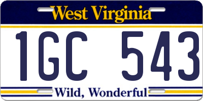 WV license plate 1GC543