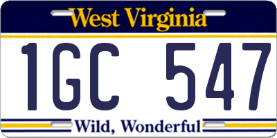 WV license plate 1GC547