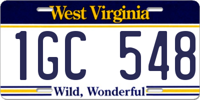 WV license plate 1GC548