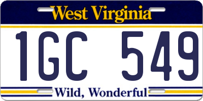 WV license plate 1GC549