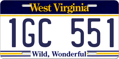 WV license plate 1GC551