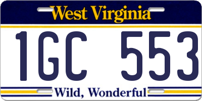 WV license plate 1GC553