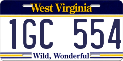 WV license plate 1GC554