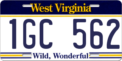 WV license plate 1GC562
