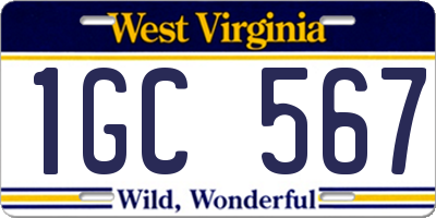 WV license plate 1GC567