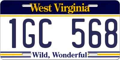 WV license plate 1GC568