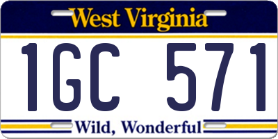 WV license plate 1GC571