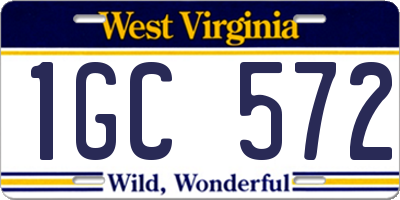 WV license plate 1GC572