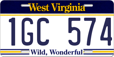 WV license plate 1GC574