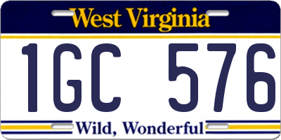 WV license plate 1GC576