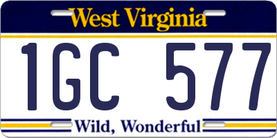 WV license plate 1GC577