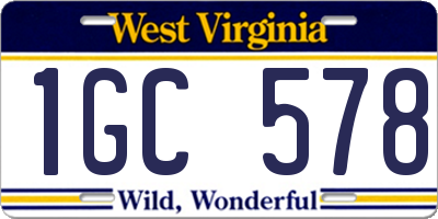 WV license plate 1GC578