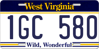 WV license plate 1GC580
