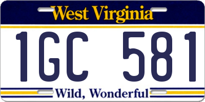 WV license plate 1GC581