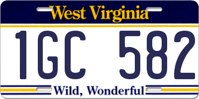 WV license plate 1GC582