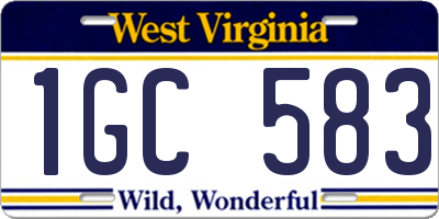 WV license plate 1GC583