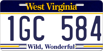 WV license plate 1GC584