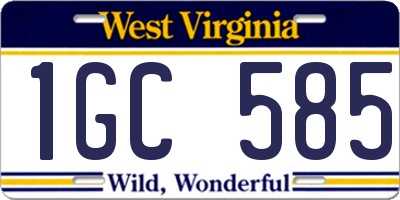 WV license plate 1GC585