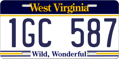 WV license plate 1GC587