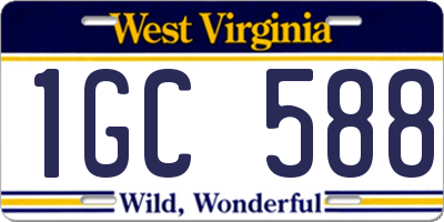 WV license plate 1GC588