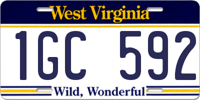 WV license plate 1GC592